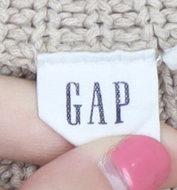 GAP Women Beige Striped Chunky Knit Jumper L