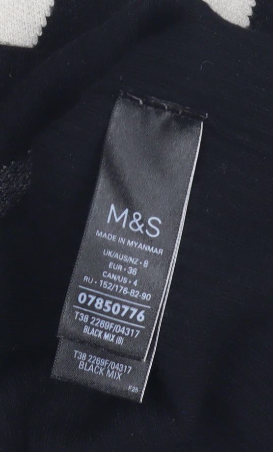 Marks and Spencer Women's Black Argyle Jumper, Size 8