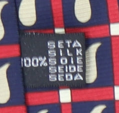 Vinc Coina Men's Red & Blue Geometric Silk Tie
