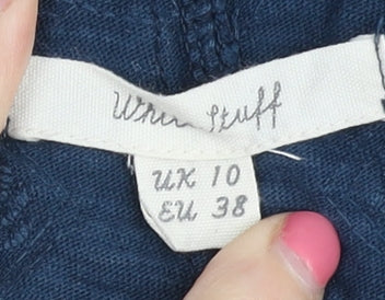 White Stuff Blue Embroidered Women's Pullover Jumper Size 10