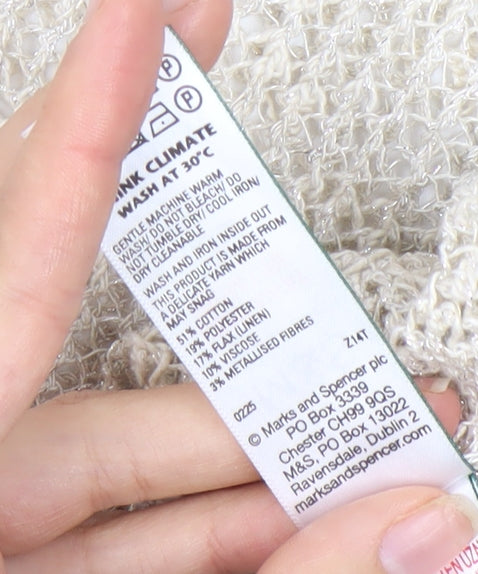 Marks and Spencer Beige Knit Long Sleeve Top L