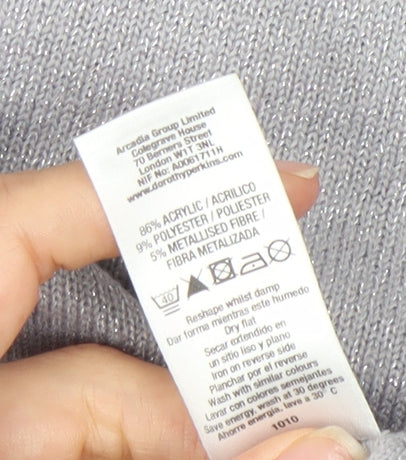 Dorothy Perkins Women's Grey V-Neck Jumper Size 16