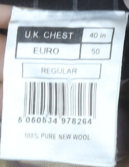 Limehaus Men's Black Striped Suit Jacket 40 Regular