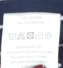 Oliver Bonas Women's Blue Striped Pullover Jumper Size 8