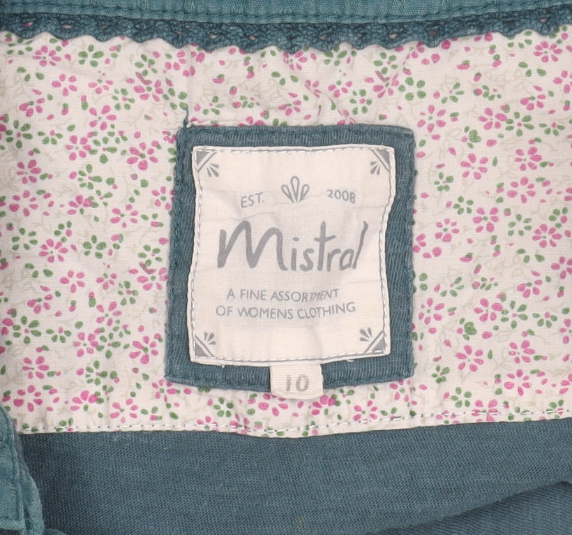 Mistral Women's Blue Button-Up Shirt Size 10