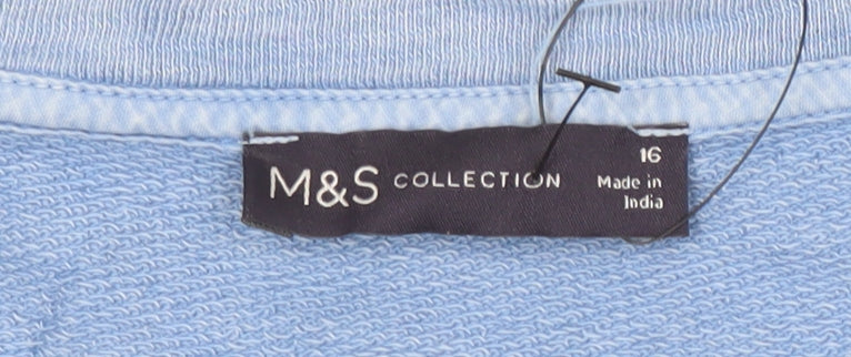 Marks and Spencer Women's Blue Cotton Jumper Size 16