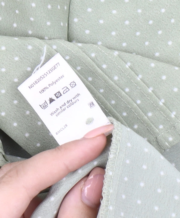 Bm Women's Green Polka Dot Button-Up Shirt Size 22