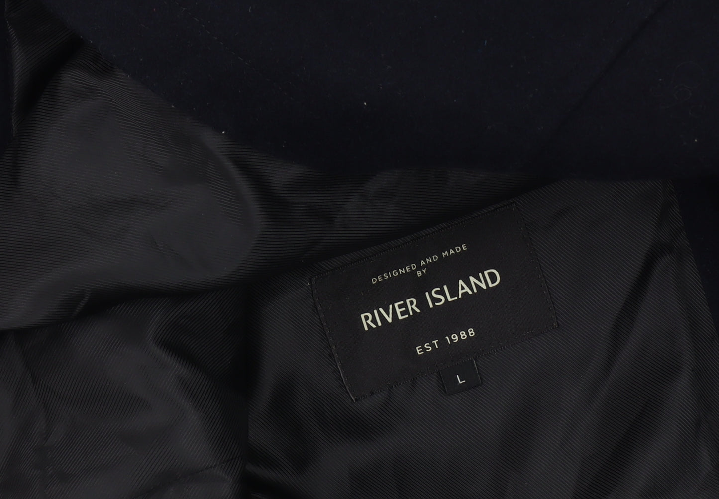 River Island Men's Black Wool Parka Jacket Size L