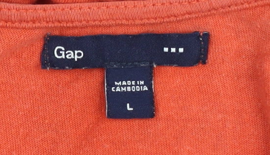Gap Women's Orange Tank Top L Striped Casual