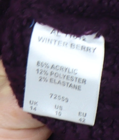Cotton Traders Women's Purple Full Zip Hooded Jumper