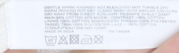 Fat Face Women's Ivory Tank Top, Size 10, Embroidered