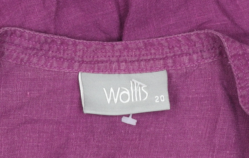 Wallis Women's Purple Linen Long Sleeve Button Blouse
