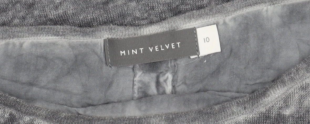 Mint Velvet Women's Grey Cropped Knit Top - Size 10