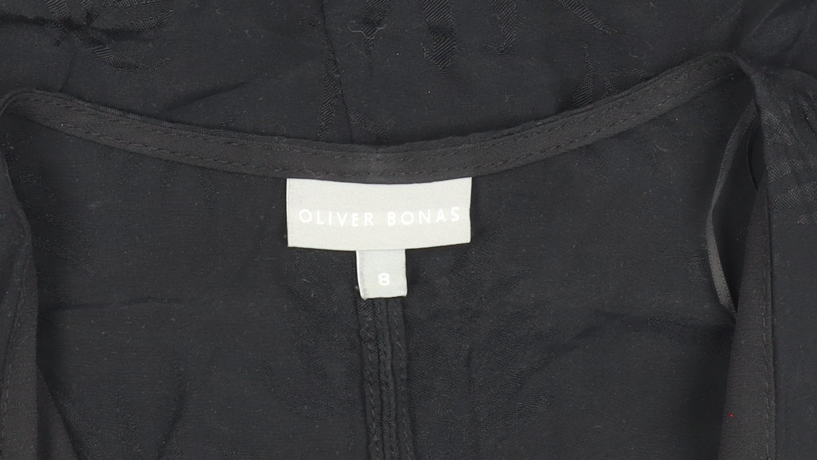Oliver Bonas Women's Black Wrap Blouse Size 8