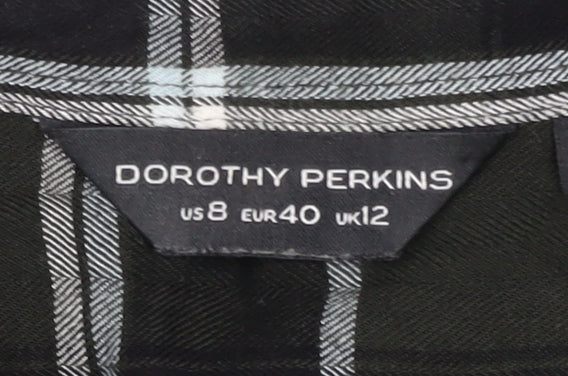 Dorothy Perkins Women Black Check Button-Up Shirt Size 12