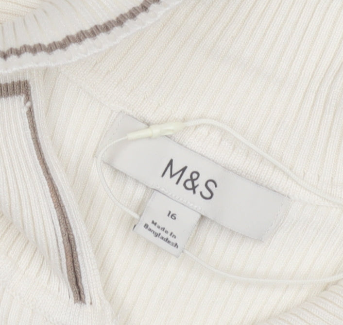 Marks and Spencer Women's White Henley Jumper