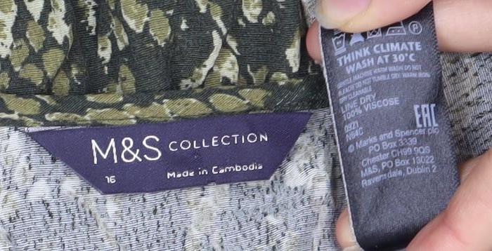 Marks and Spencer Women's Green Animal Wrap Blouse Size 16