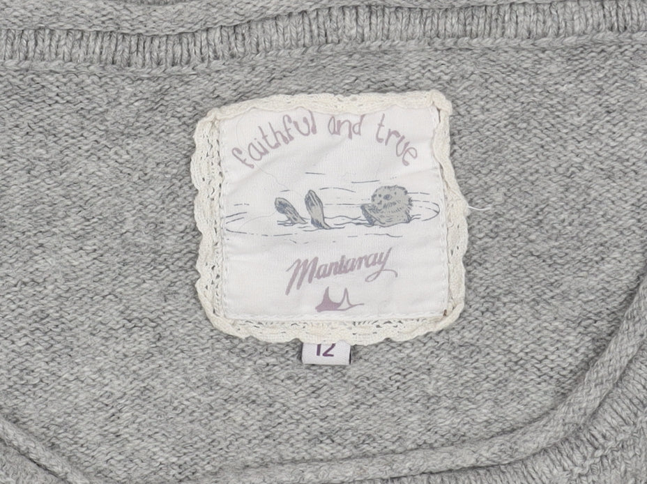Mantaray Girls Grey Penguin Jumper - 12 Years