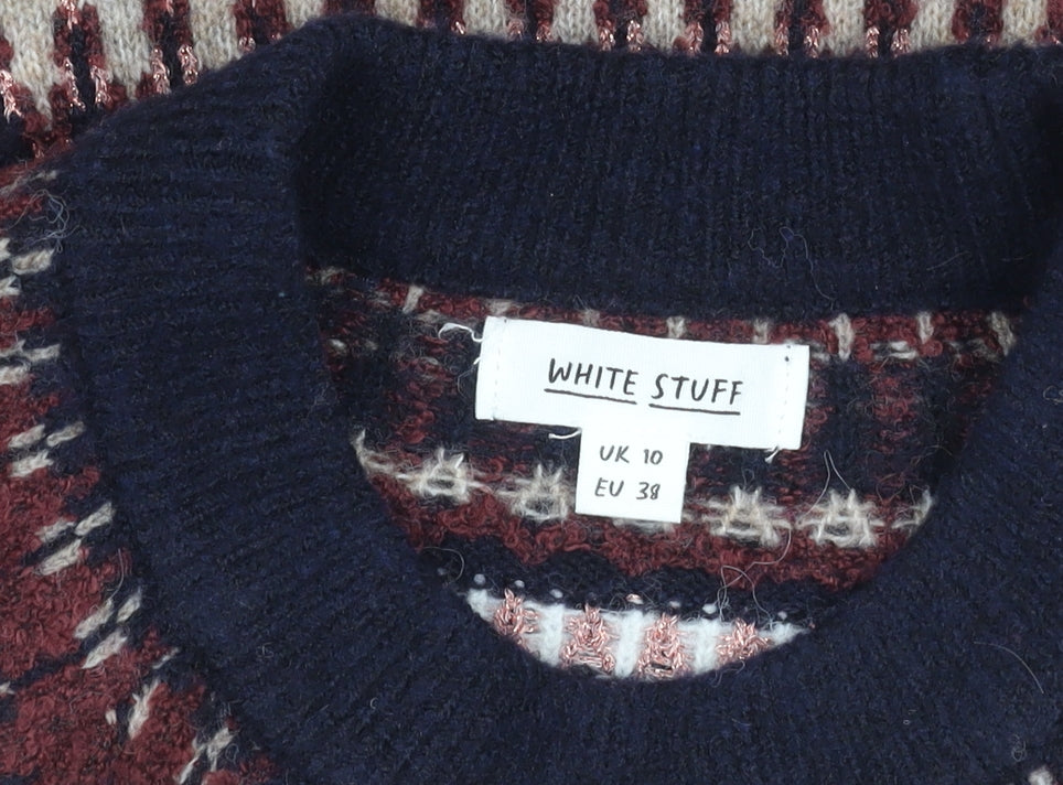 White Stuff Women's Blue Fair Isle Pullover Jumper, Size 10