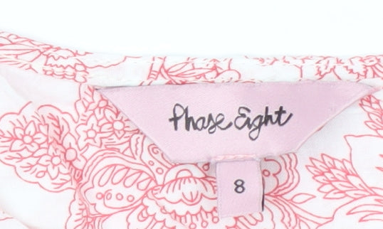 Phase Eight Women's Pink Floral Blouse, Size 8, Viscose
