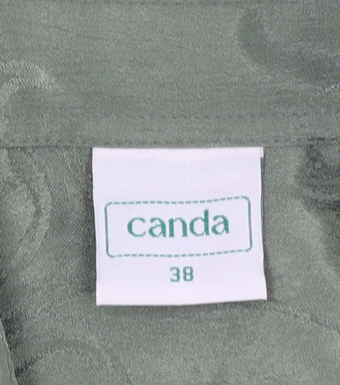 Canda Women's Green Floral Button-Up Shirt Size 10