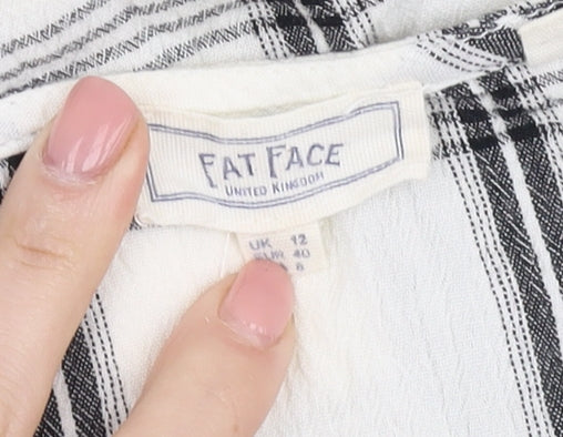 Fat Face Women's White Check Blouse - Size 12