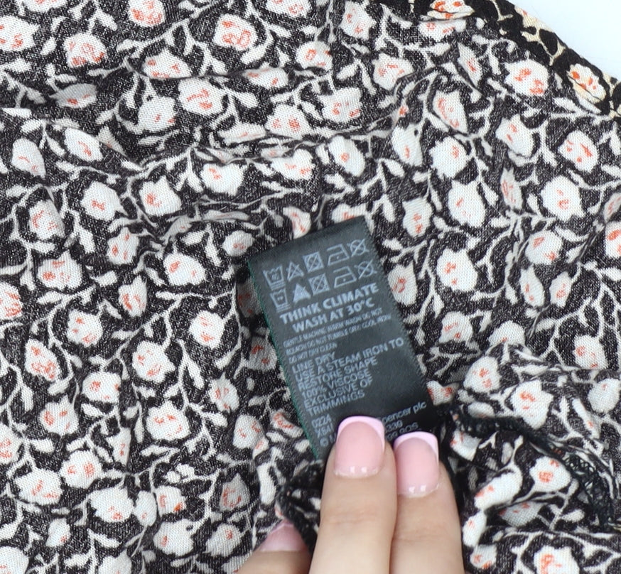 Marks and Spencer Womens Black Floral Blouse Size 16