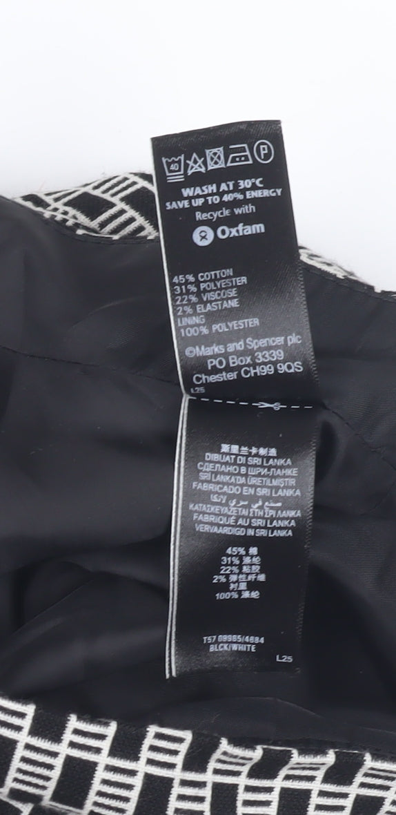 Marks and Spencer Women's Black Geometric Pencil Skirt, Size 12