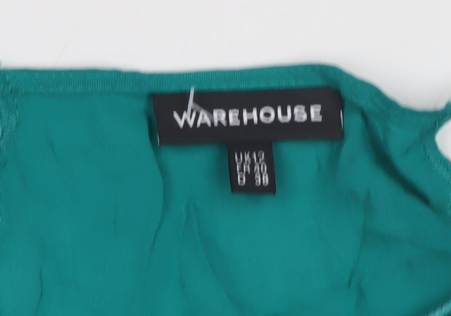 Warehouse Women's Green Short Sleeve Top UK 12