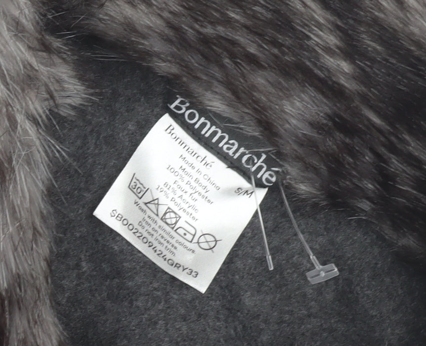 Bonmarche Women's Grey Faux Fur Trim Cape, S/M