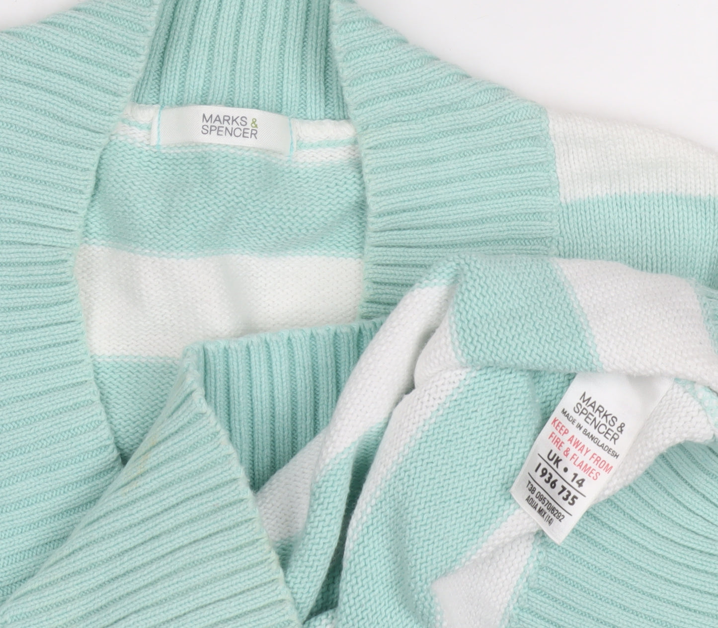 Marks & Spencer Women's Striped V-Neck Jumper, Size 14