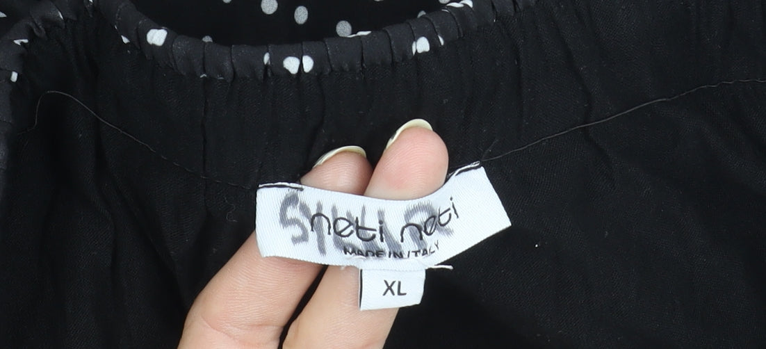 Women's Black Polka Dot Pleated Skirt XL