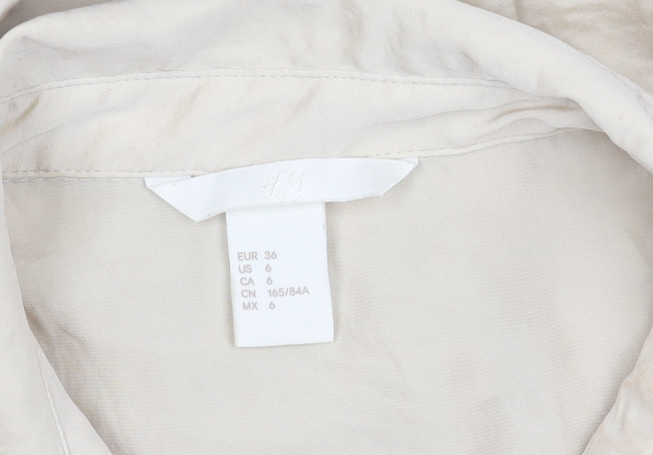 H&M Women's Beige Shirt Dress Size 8 Long Sleeve