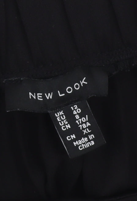 New Look Women's Black Pleated Midi Skirt Size 12