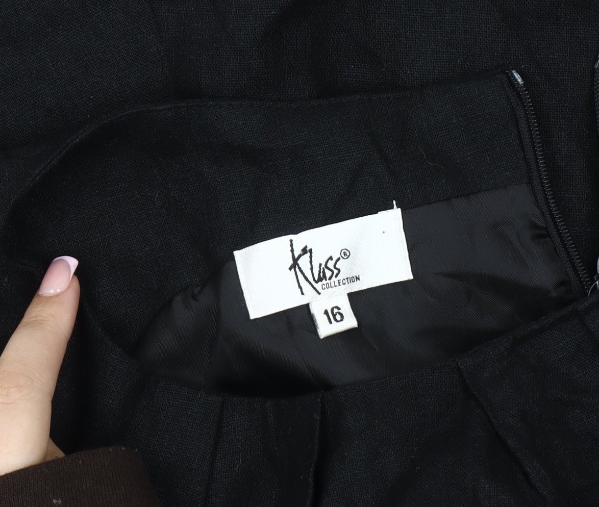 Klass Collection Women's Black Floral Dress, Size 16