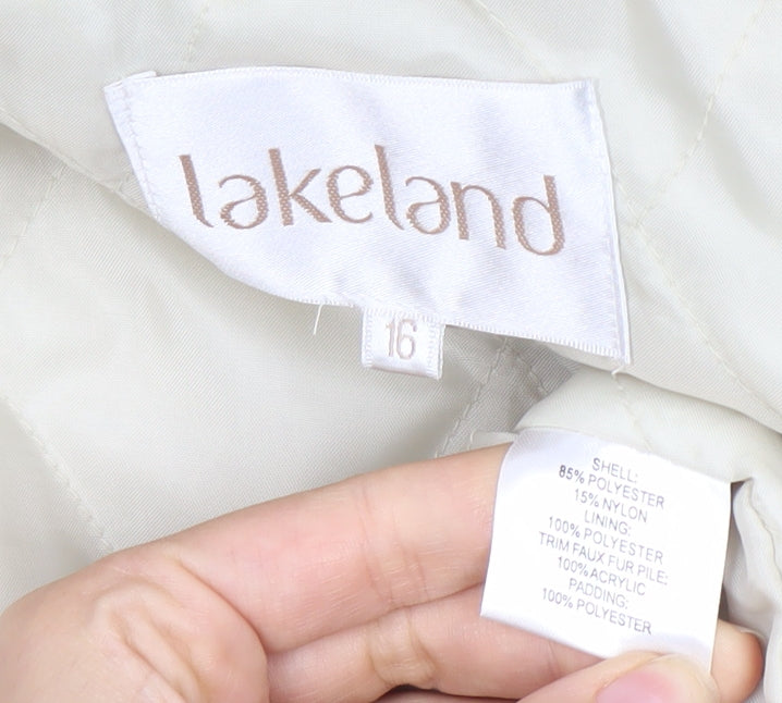 Lakeland Women's Ivory Waistcoat Size 16 with Faux Fur