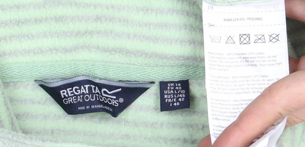 Regatta Women's Green Striped Pullover Sweatshirt Size 14