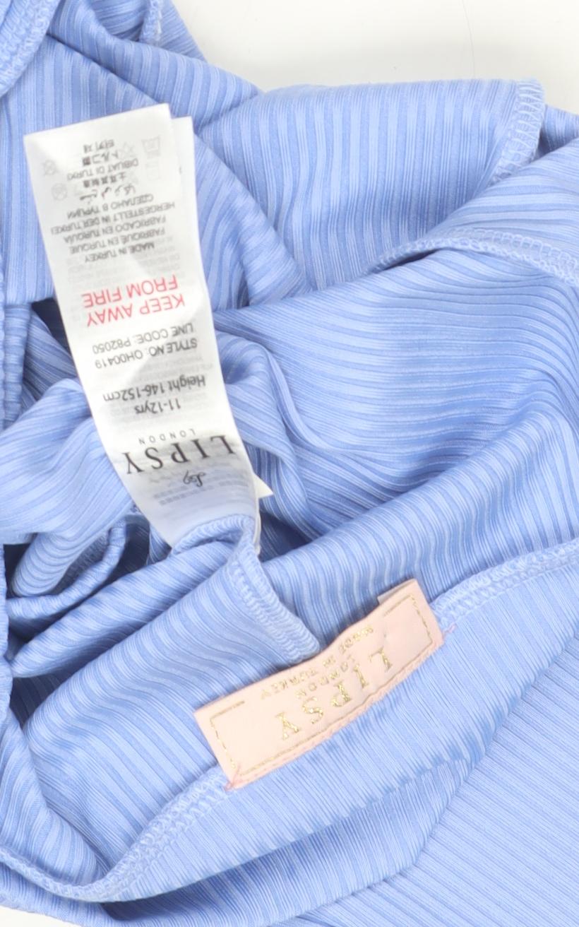 Lipsy Women's Blue Striped Leggings - Size 12