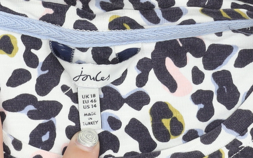 Joules Women's Multicoloured Leopard Cotton Top Size 18