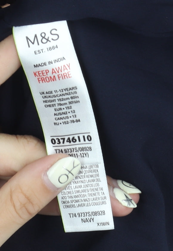 Marks and Spencer Girls Sequin Dress 11-12 Years Black Polyester