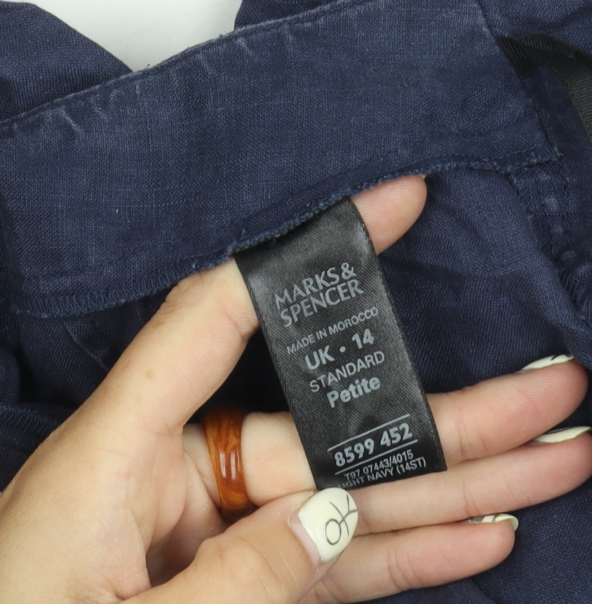 Marks & Spencer Women's Blue Petite Linen Shorts