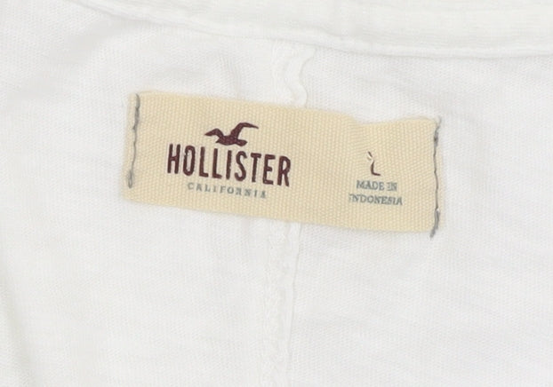 Hollister Women's White Basic T-Shirt, Size L, Casual Summer Top