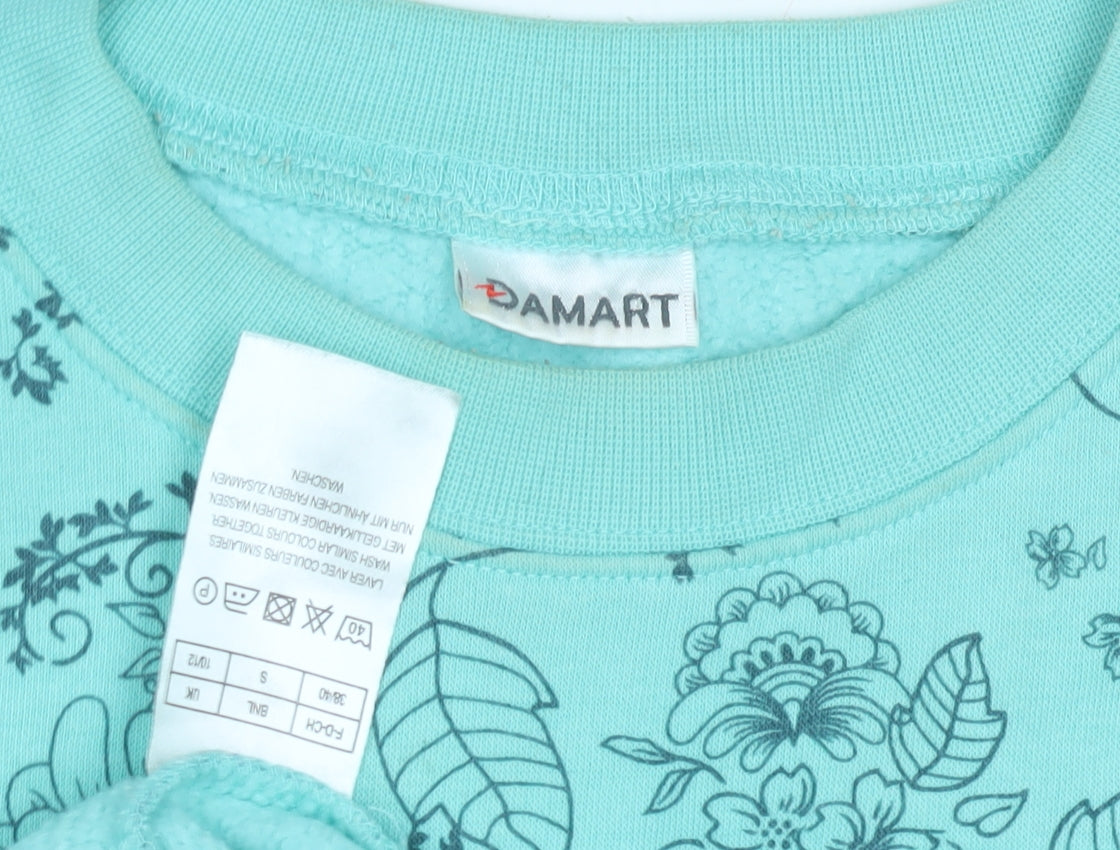 Damart Women's Blue Floral Pullover Sweatshirt, Size S