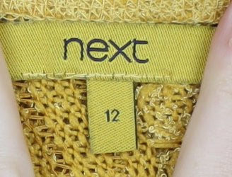 Next Women's Yellow Open-Knit Striped Jumper Size 12