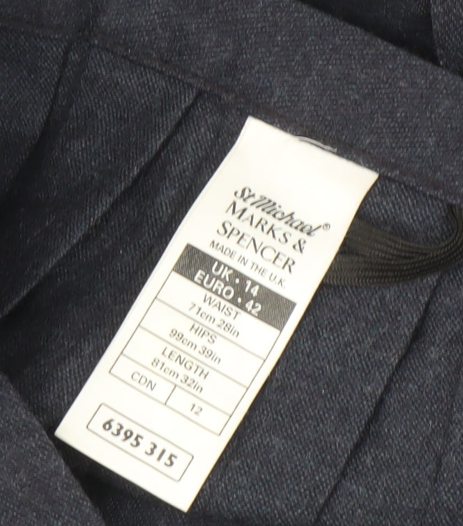 Marks and Spencer Women's Blue Pleated Midi Skirt Size 14