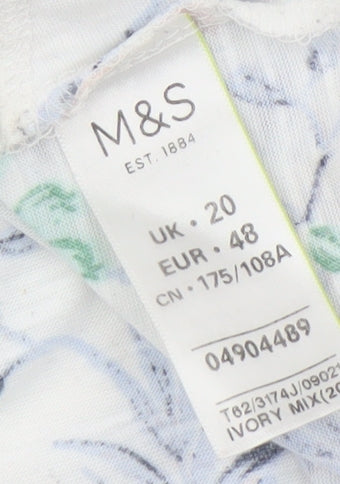 Marks and Spencer Women's Ivory Floral T-Shirt Size 20