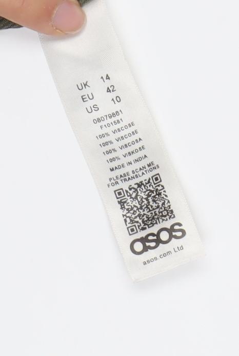 ASOS Women’s Green Viscose Jumpsuit, Size 14, Wide-Leg Style