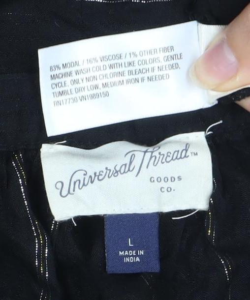 Universal Thread Women's Black Striped Blouse L