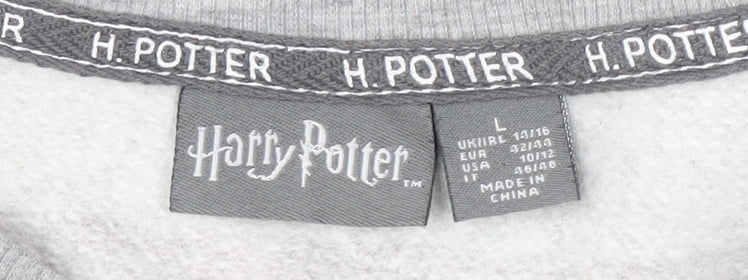 Harry Potter Unisex Adults Grey Striped Pullover Sweatshirt L