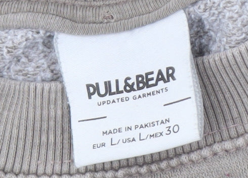 Pull & Bear Men's Brown Logo Pullover Sweatshirt L